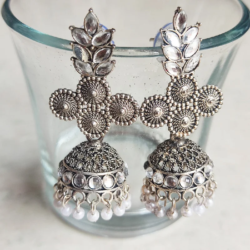 long earrings for women-H K Fashion Oxidised Plated Jhumki Earrings