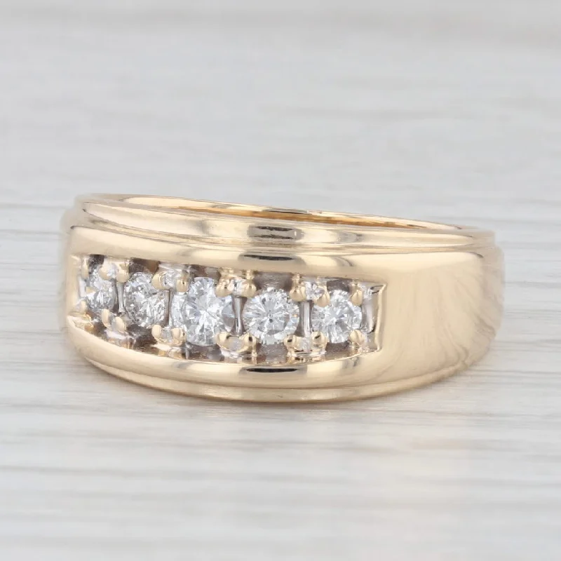 affordable vintage engagement rings for women-0.48ctw Diamond Men's Ring 14k Yellow Gold Size 10.25 Wedding Band