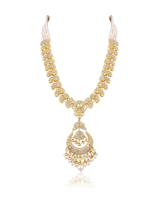 vintage necklaces for women-Yukta Polki Long Necklace