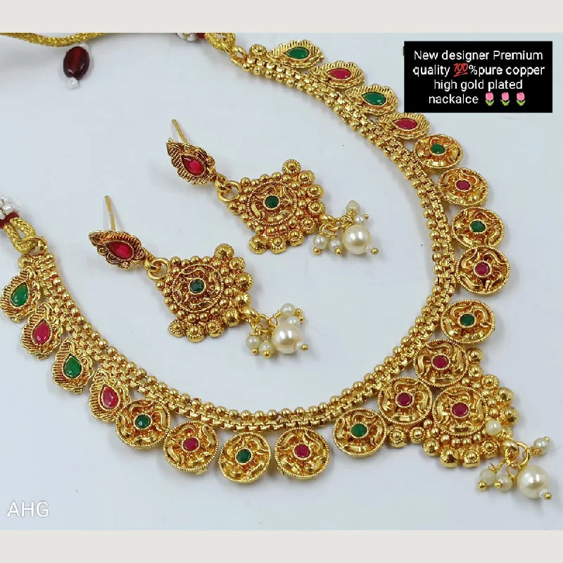 topaz necklaces for women-Manisha Jewellery Gold Plated Pota Stone Necklace Set