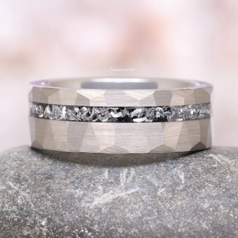 handcrafted engagement rings for women-Galaxy Meteorite Wedding Band- 8MM Tungsten