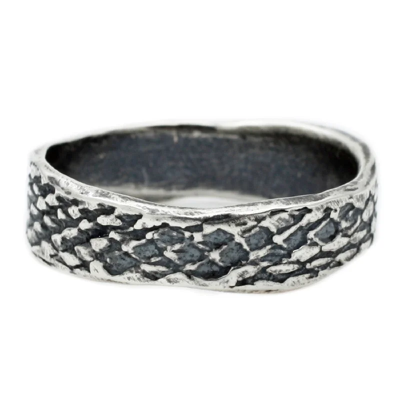 adjustable stone rings for women-Silver Snakeskin Band