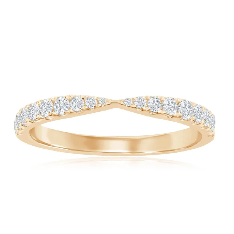 elegant engagement rings for women-14KY Gold Pinched Diamond Wedding Band