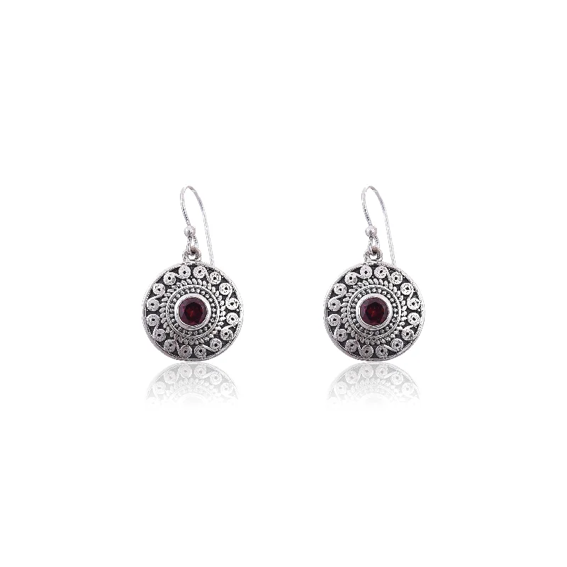 dangle earrings for women-Silver Mountain 925 Silver Garnet Earring