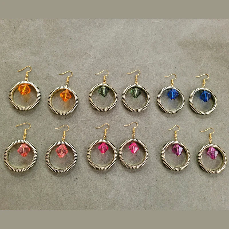 stud earrings for women-Dream Fashion Gold Plated Pack Of 6 Dangler Earrings