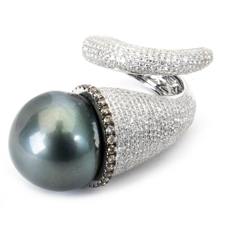 blue diamond rings for women-Pearl Swirl Ring