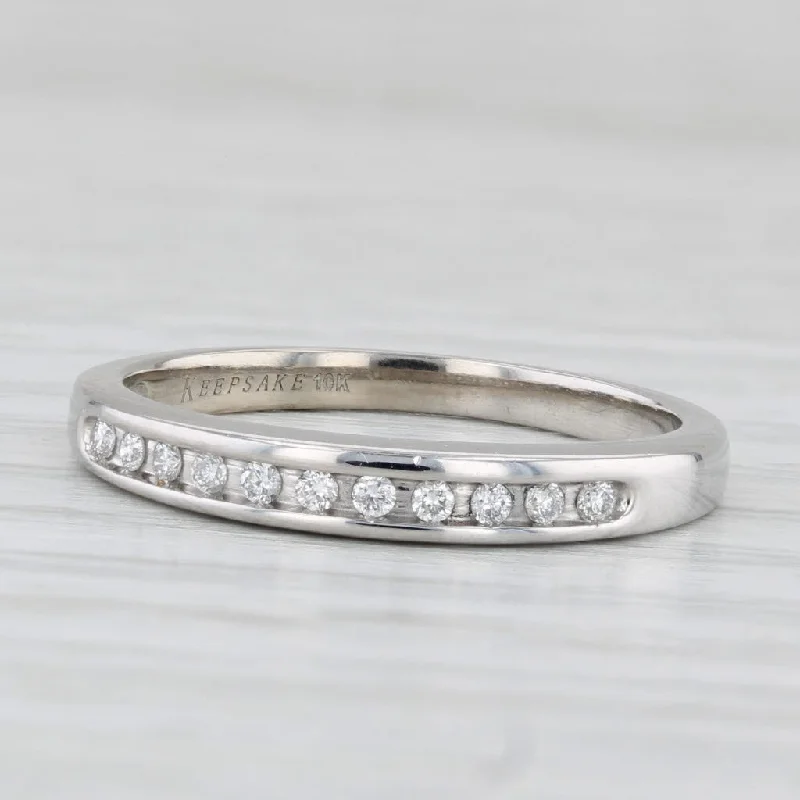 affordable engagement rings with diamonds for women-Diamond Wedding Band 10k White Gold Size 6.75 Stackable Ring