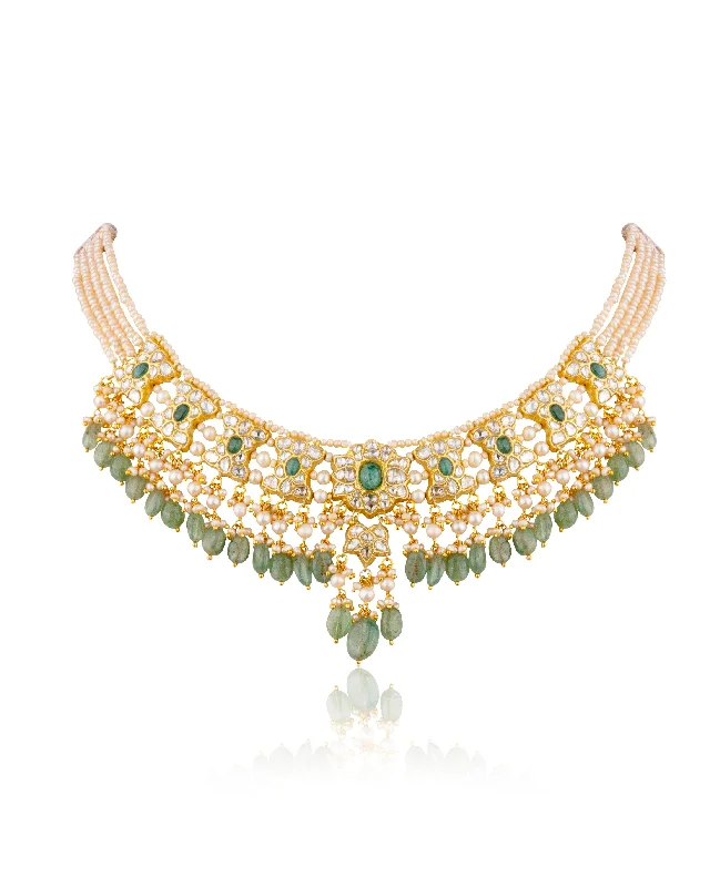 trendy necklaces for women-Misbha Polki Necklace