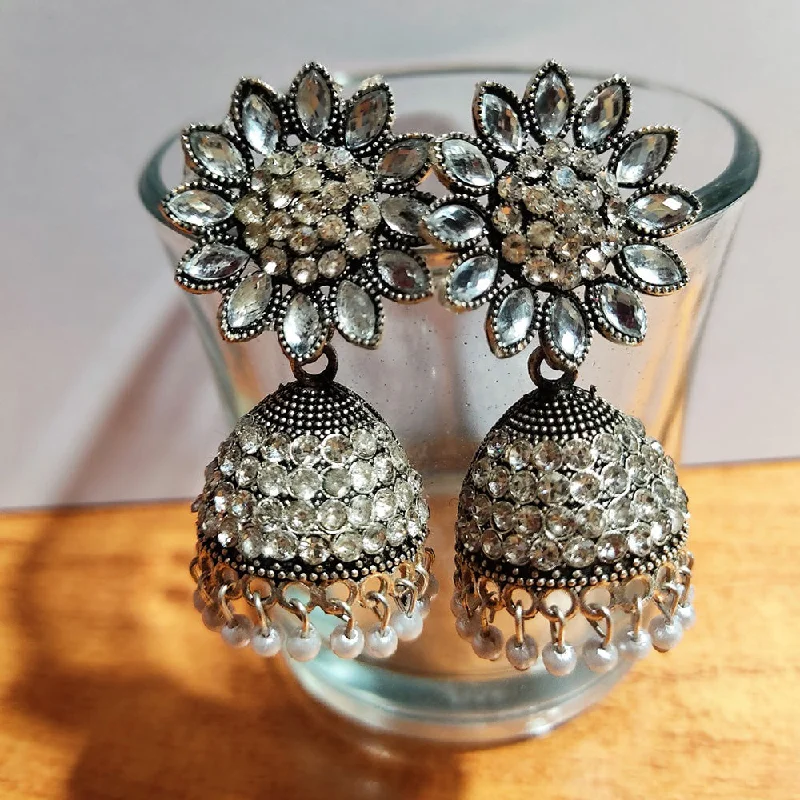 handmade earrings for women-H K Fashion Silver Plated Jhumki Earrings