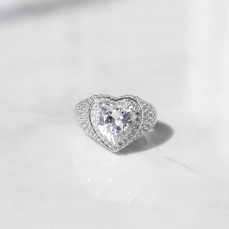 promise rings for girls-Clustered Heart Ring