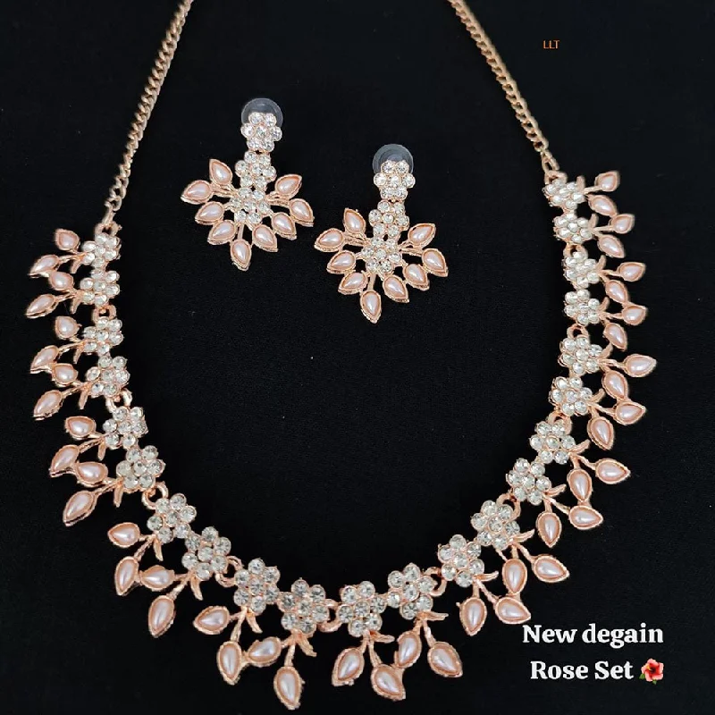 adjustable length necklaces for women-Lucentarts Jewellery Rose Gold Plated Necklace Set