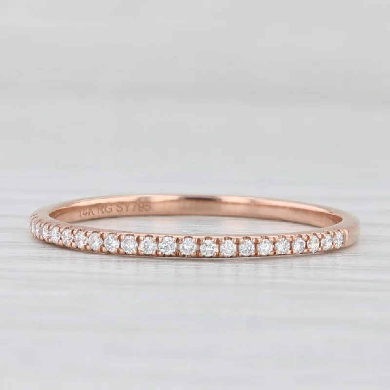 multi-stone engagement rings for women-0.08ctw Diamond Wedding Band 14k Rose Gold Size 8 Stackable Ring