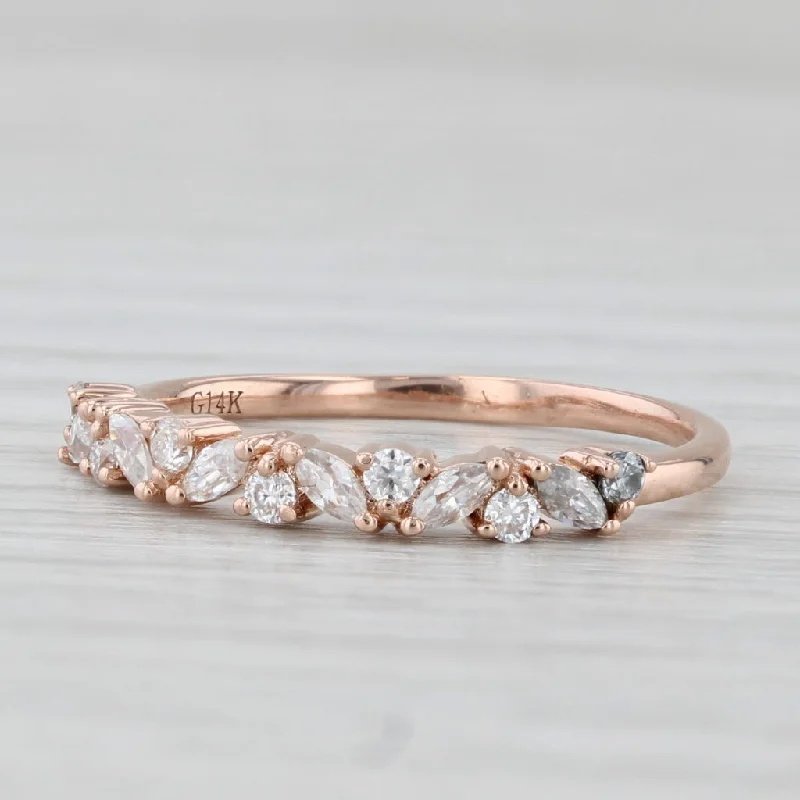 modern solitaire engagement rings for women-0.46ctw Moissanite Stackable Ring 14k Rose Gold Size 7 Wedding Band