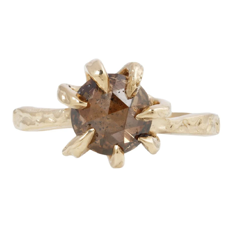 celestial rings for women-Round Cognac Stingray Claw Solitaire