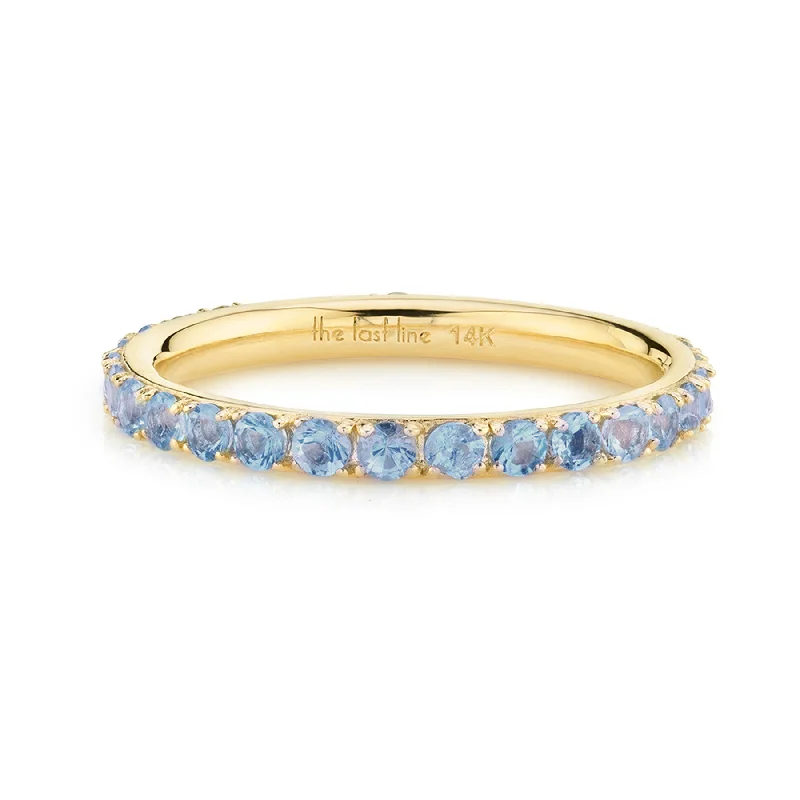 engraved rings for women-Biggie Eternity Band - Blue Sapphire / 14k Yellow Gold