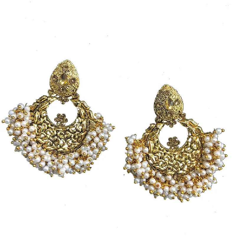 large hoop earrings for women-Shreeji Brown Austrian Stone Gold Plated Dangler Earrings - SE_377