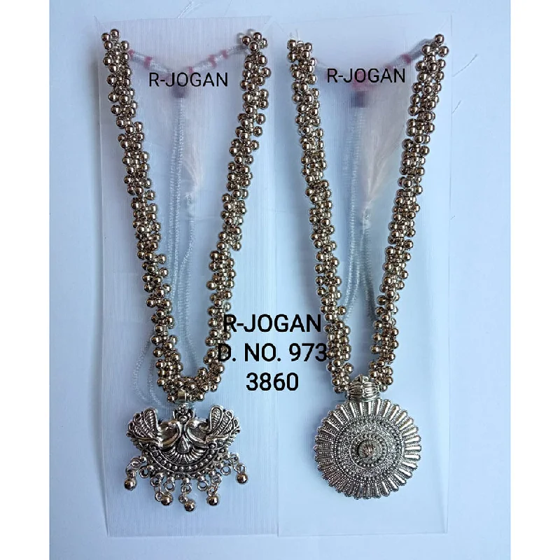 casual necklaces for women-R Jogan Oxidised Plated Assorted Design Long Necklace