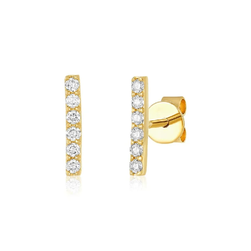 abstract earrings for women-Classic Diamond Bar Studs