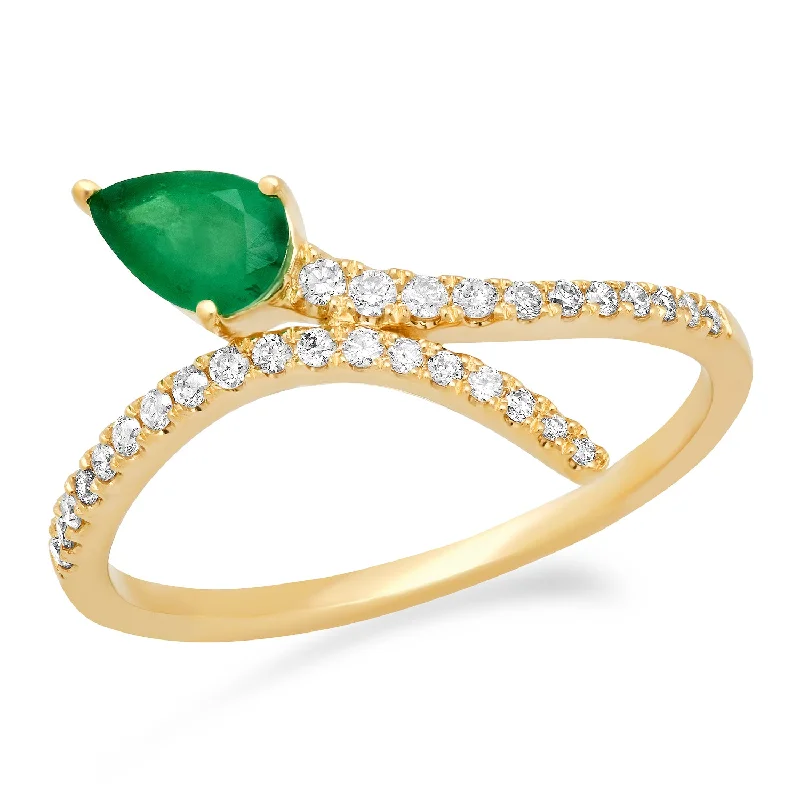 solitaire rings for women-Emerald Snake Ring