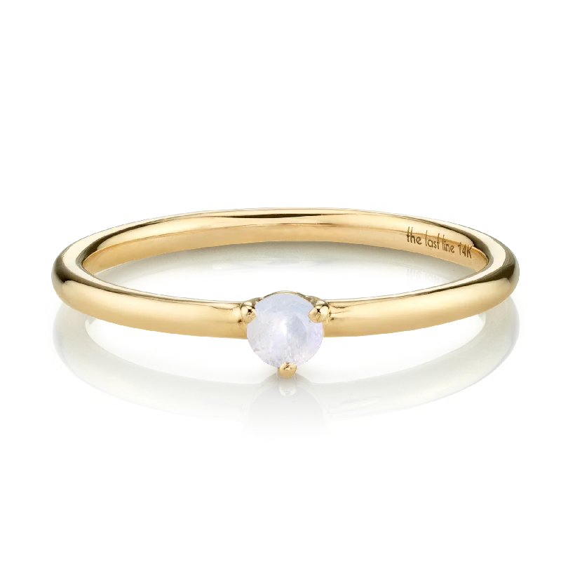 designer rings for women-Solitaire Ring - Moonstone / 14k Yellow Gold