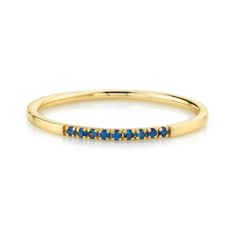 floral rings for women-Partial Eternity Band - Blue Sapphire / 14k Yellow Gold