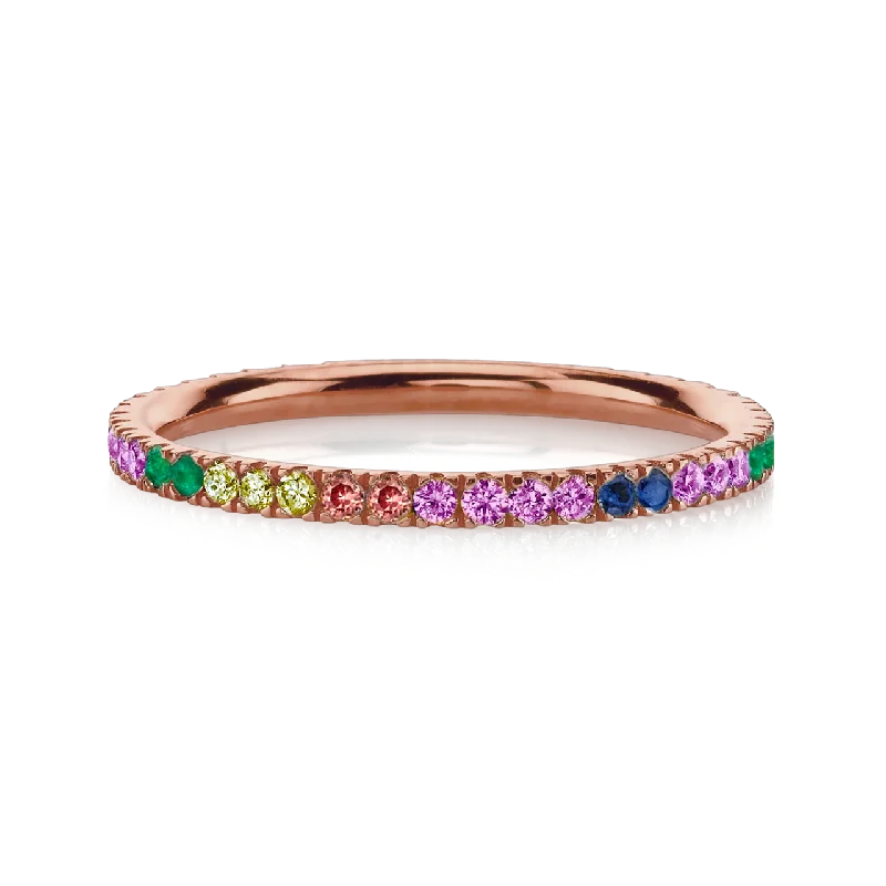 chunky rings for women-Perfect Eternity Band - Rainbow / 14k Rose Gold