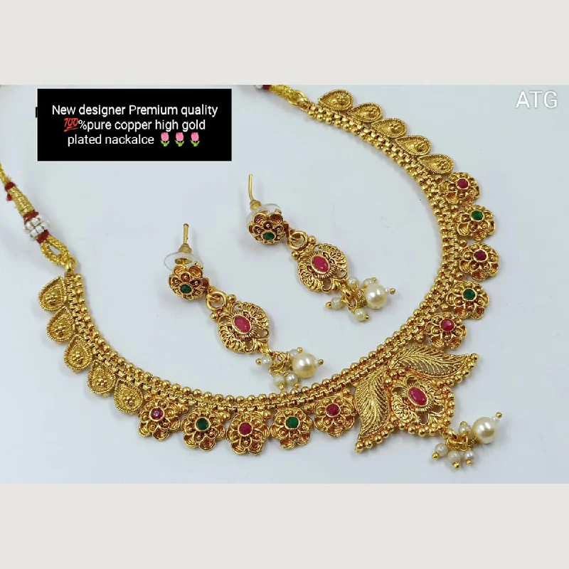 opal necklaces for women-Manisha Jewellery Gold Plated Pota Stone Necklace Set