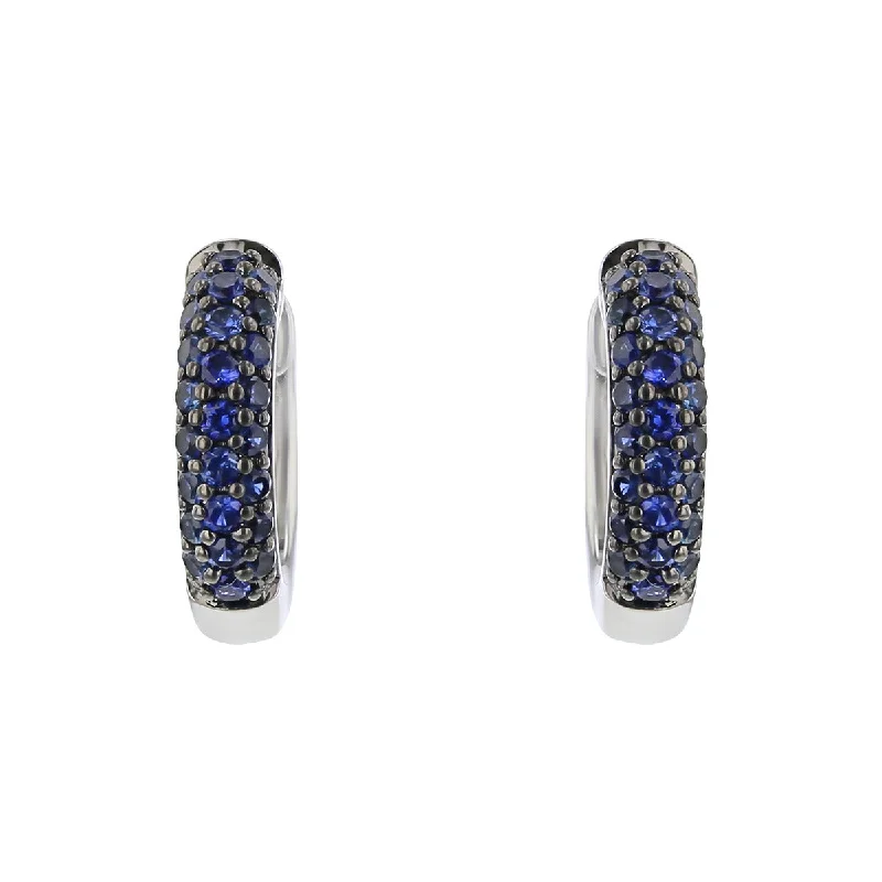 fashion stud earrings for women-Petite Hoop Earrings with Sapphires