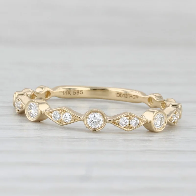 vintage style engagement rings for women-New 0.13ctw Diamond Stackable Ring 14k Yellow Gold Wedding Band Size 6.5