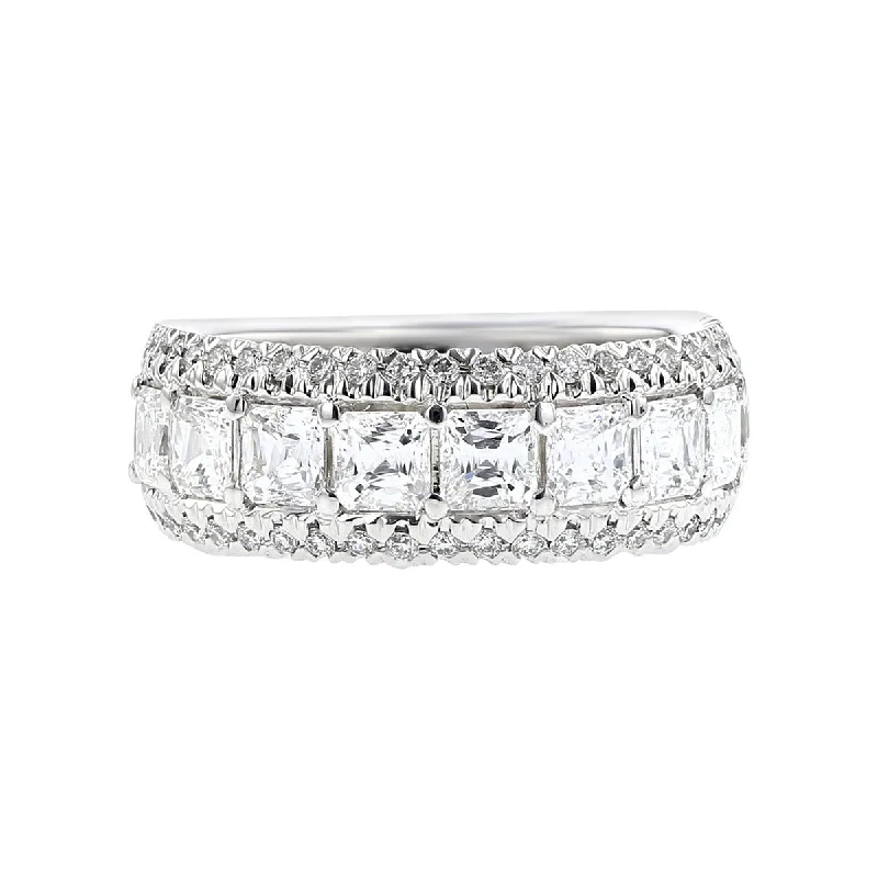 affordable moissanite engagement rings for women-Asscher Crisscut Diamond Wedding Band