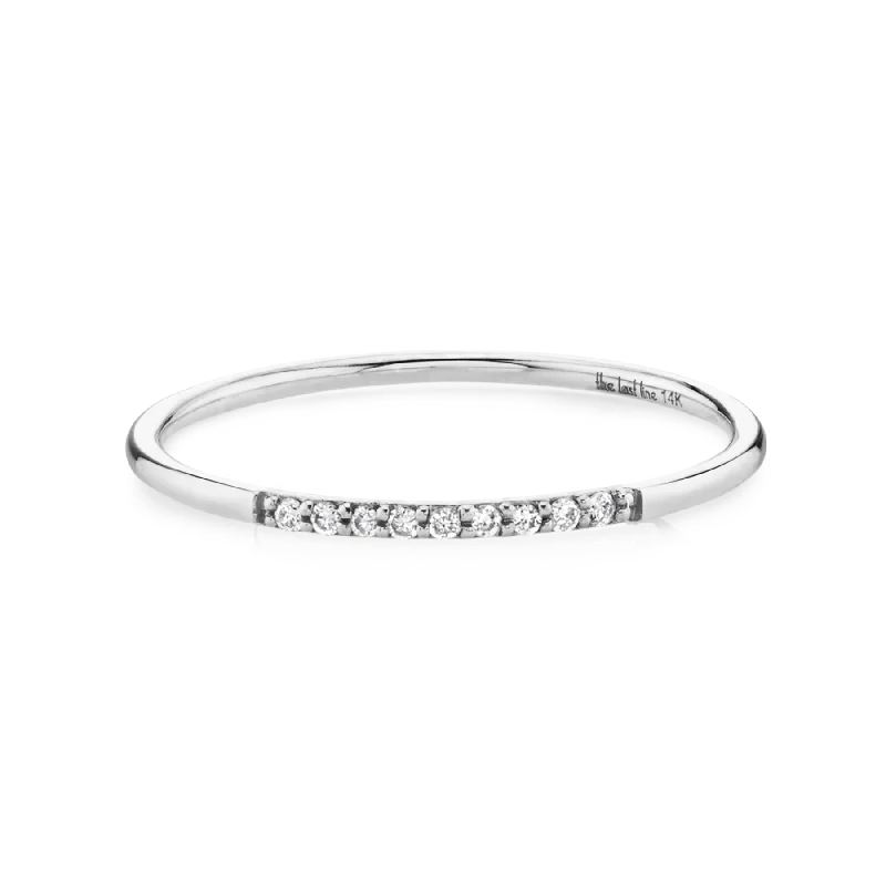 promise rings for women-Partial Eternity Band - White Diamond / 14k White Gold