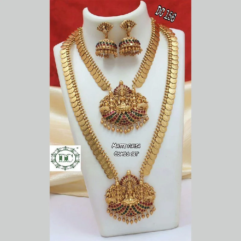 matching necklaces for women-Diksha Collection Gold Plated Double Necklace Set