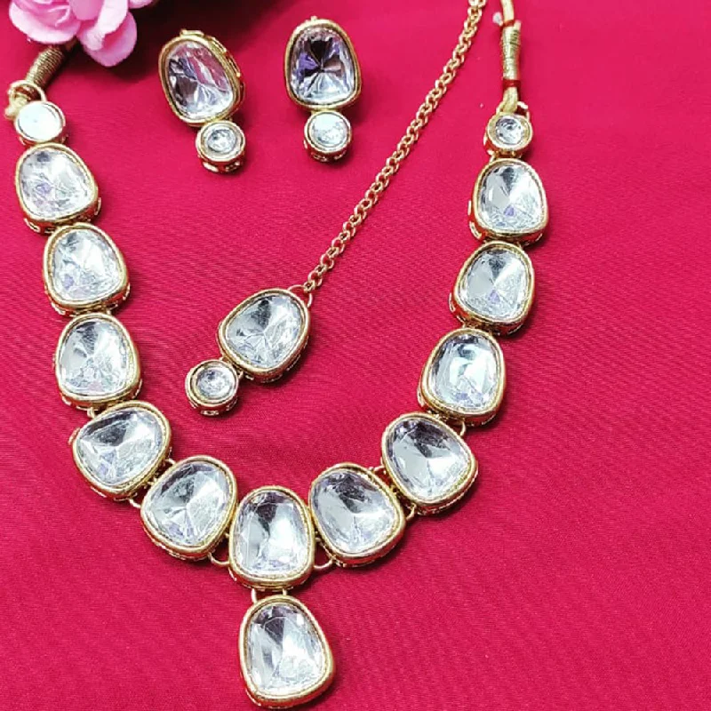 couple necklaces for women-Manisha Jewellery Gold Plated Crystal Necklace Set