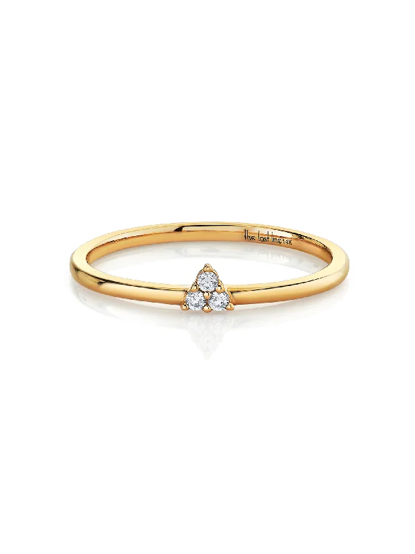 minimalist engagement rings for women-Flash Stacking Ring - White Diamond / 14k Yellow Gold