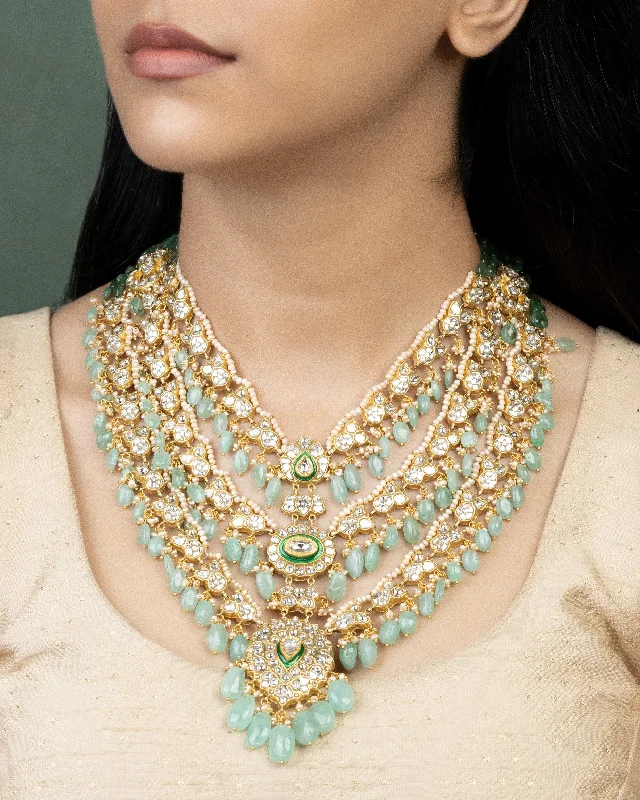 designer necklaces for women-Kainaat Polki Long Necklace