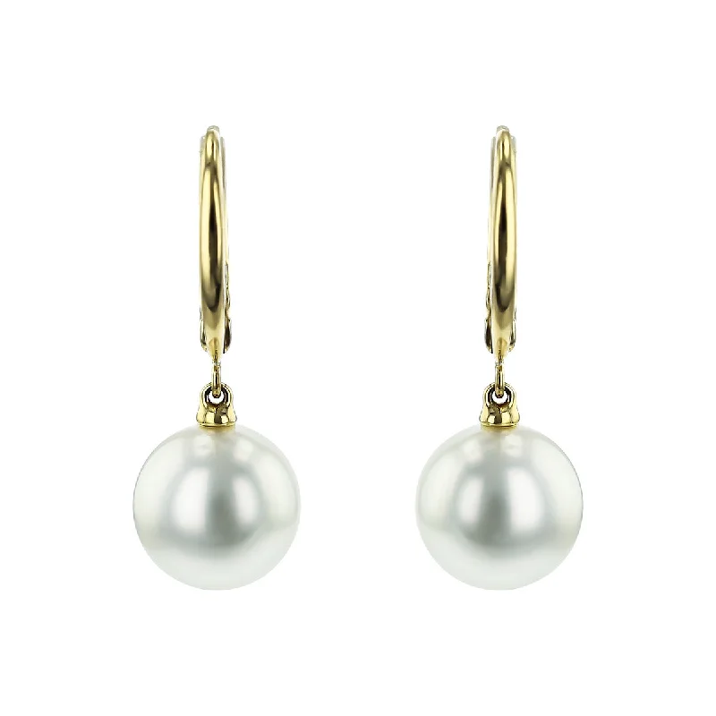 elegant stud earrings for women-White South Sea Pearl Dangle Earrings