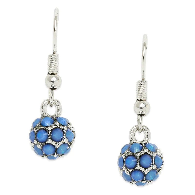 colorful gemstone earrings for women-Mahi Royal Sparklers Blue Crystals Ball Earrings for Women (ER1109753RBlu)