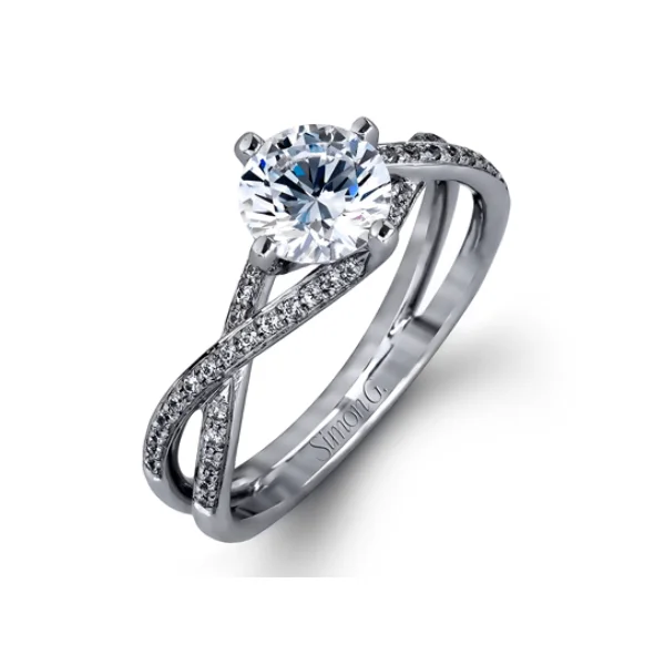 custom platinum engagement rings for women-18 Karat White Gold Simon G. Diamond Wedding Band