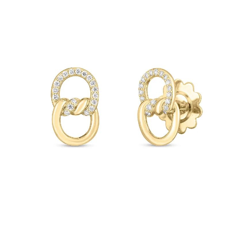 casual earrings for women-18K Yellow Gold Cialoma Diamond Knot Earrings