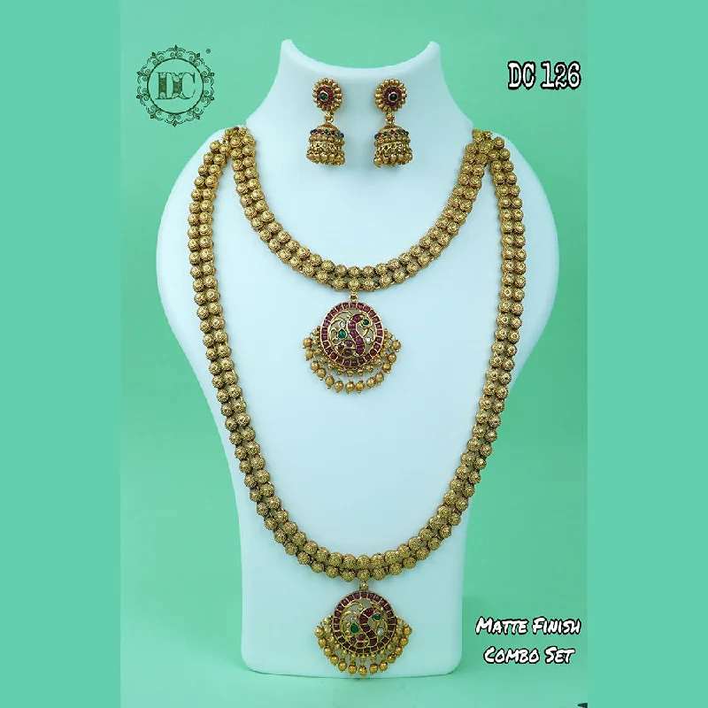 delicate pendant necklaces for women-Diksha Collection Gold Plated Double Necklace Set