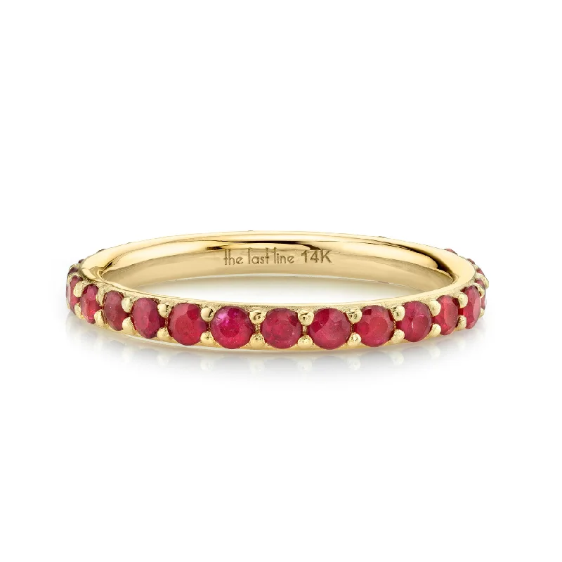 personalized rings for women-Biggie Eternity Band - Ruby / 14k Yellow Gold