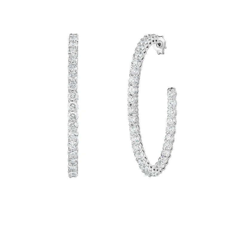 elegant stud earrings for women-Perfect Diamond Hoops 18K White Gold Diamond Hoop Earrings