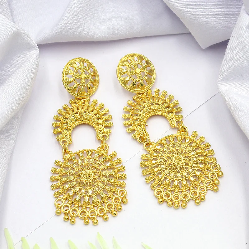 heart stud earrings for women-Mahavir Dye Gold Dangler Earrings