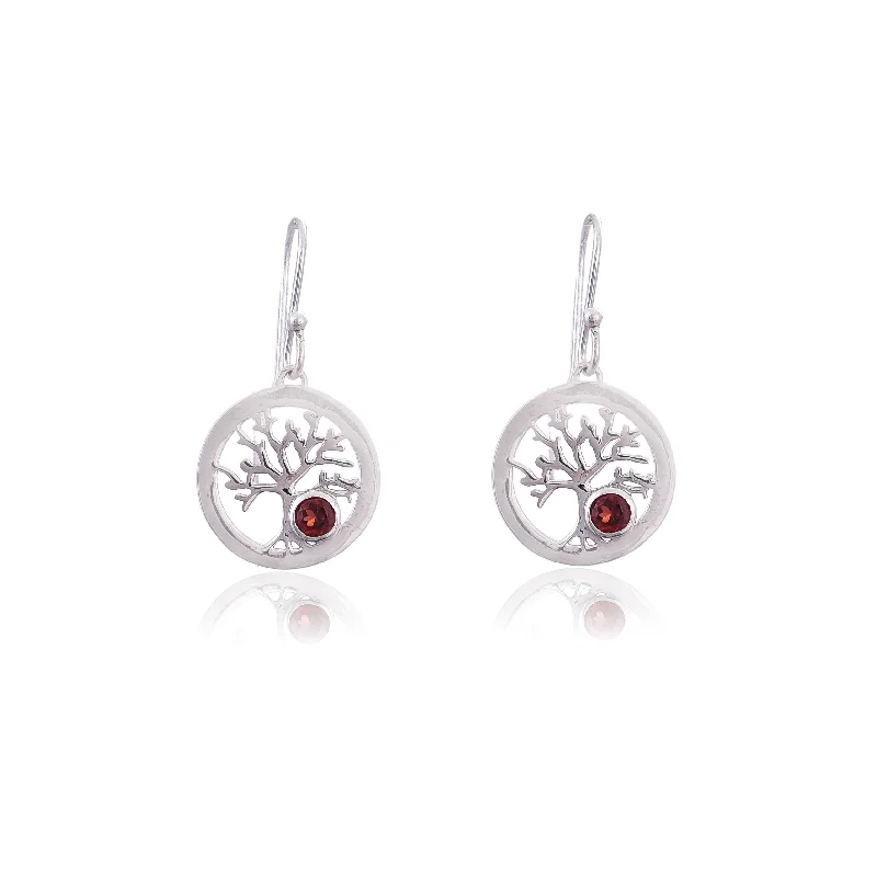 large earrings for women-Silver Mountain Sterling Silver Tree of Life Dangle Drop Earring