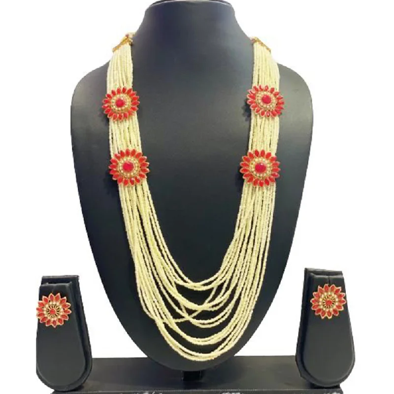 luxurious necklaces for women-Manisha Jewellery Gold Plated Moti Long Necklace Set