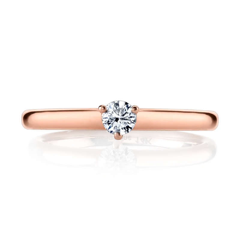 pear-shaped rings for women-Solitaire Ring - White Diamond / 14k Rose Gold