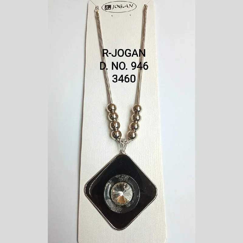 simple gold necklaces for women-R Jogan Oxidised Plated Assorted Design Long Necklace