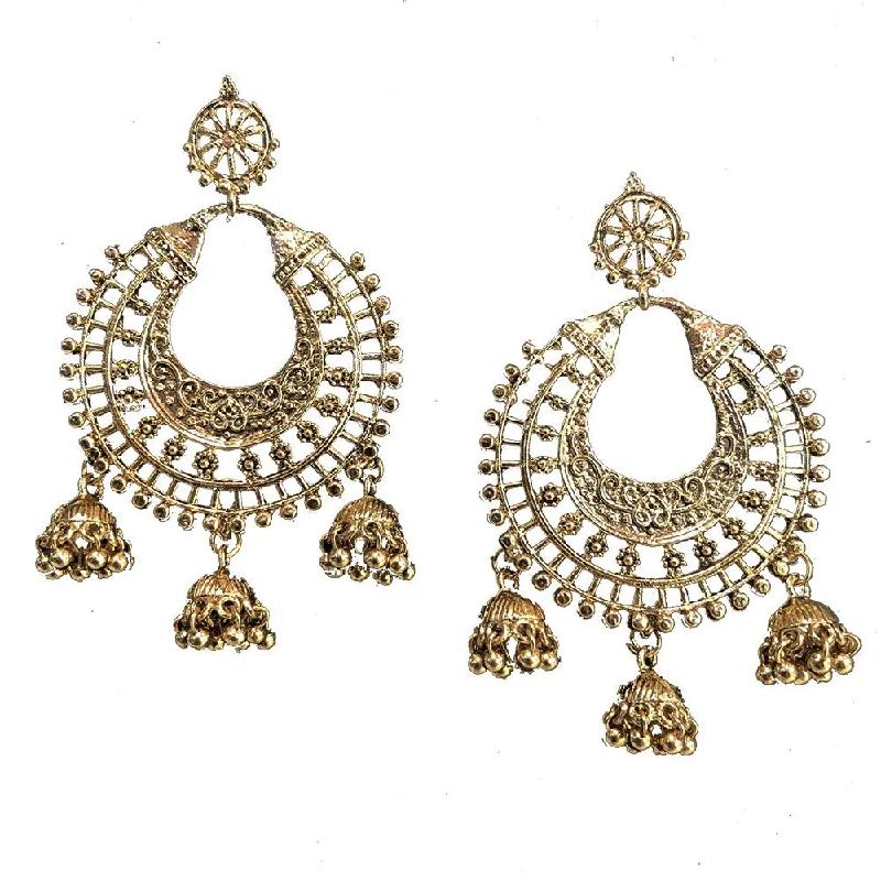 hoop drop earrings for women-Shreeji Gold Plated Jhumki Earrings - SE_758