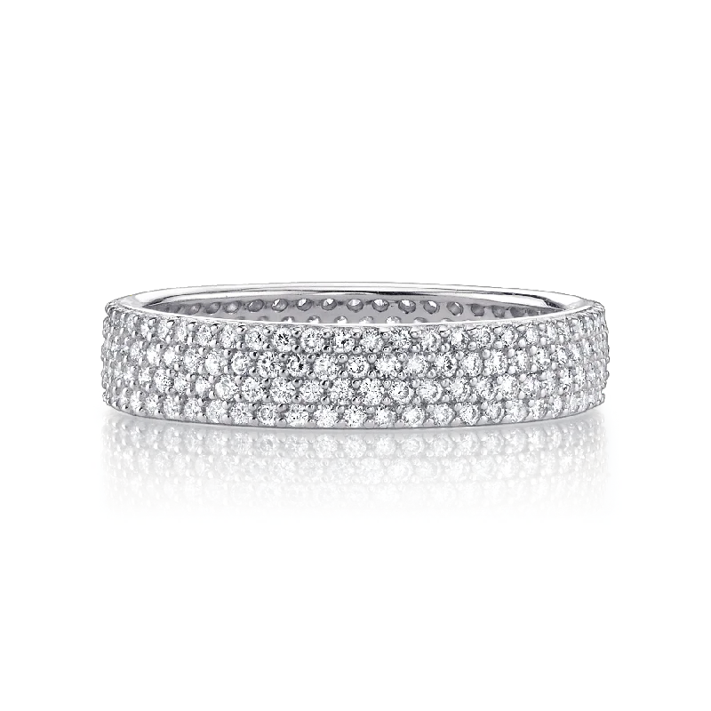 fancy diamond rings for women-Petite Cigar Band - White Diamond / 14k White Gold