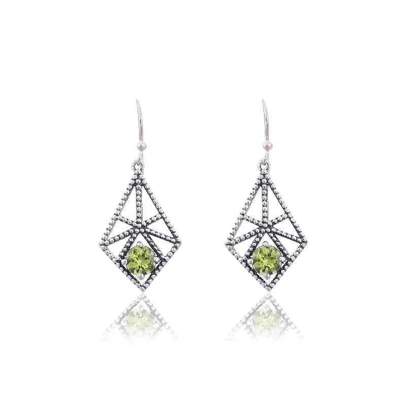 statement stud earrings for women-Silver Mountain 925 Sterling Silver Peridot Earring